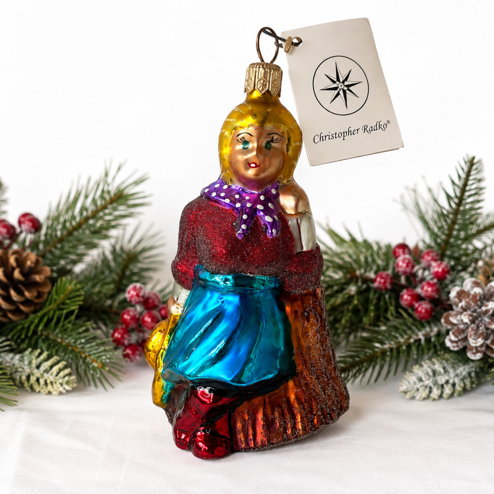 Christopher Radko Vintage 1996 Bessie Jean Country Girl Glass Ornament Poland